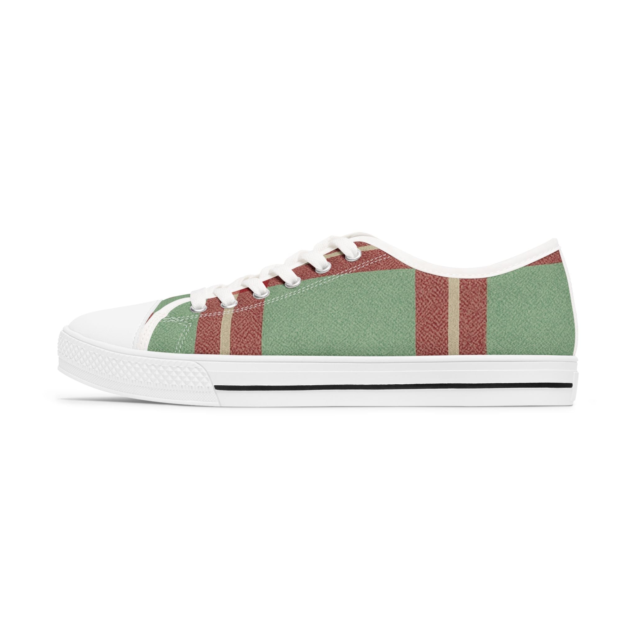 Cute Green & Red Women's Low Top Sneakers — Stylish Casual Shoes