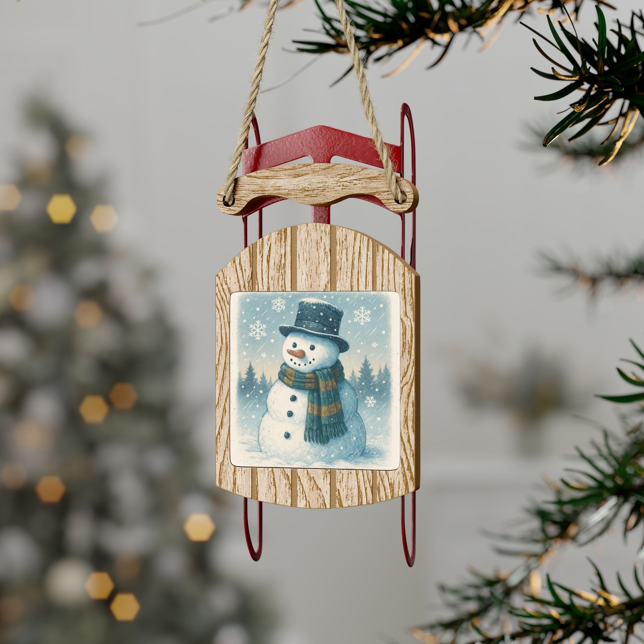 Sled Ornaments- snowman