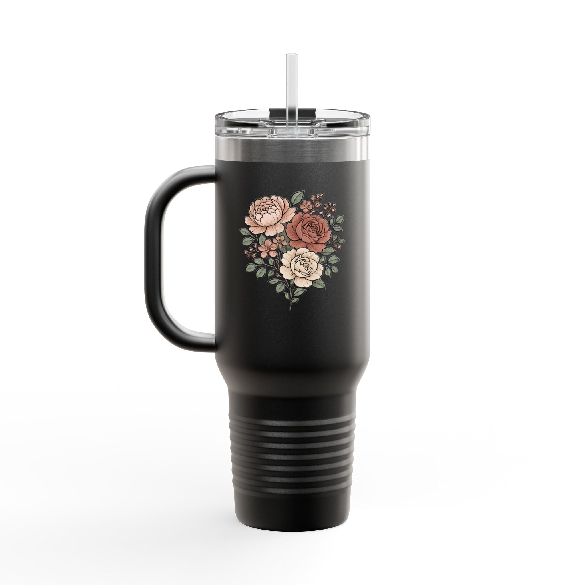 Floral Insulated Travel Mug - 40oz Reusable Drinkware for Coffee Lovers
