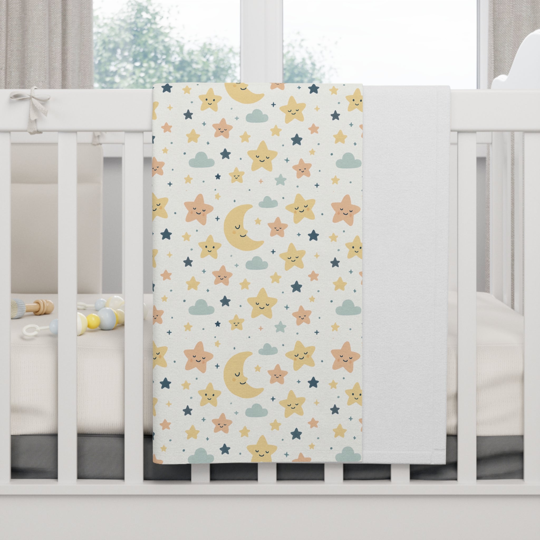 Cozy Fleece Baby Blanket - Starry Night Pattern, Soft Baby Shower Gift, Nursery Decor, Toddler Comfort, Infant Sleep Blanket