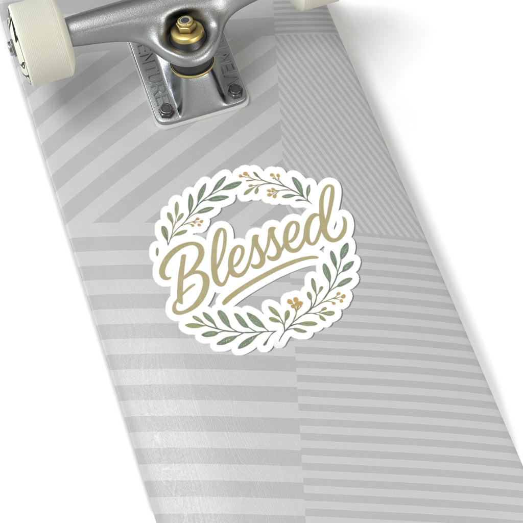 Blessed Floral Wreath Sticker — Kiss-Cut Inspirational Decal