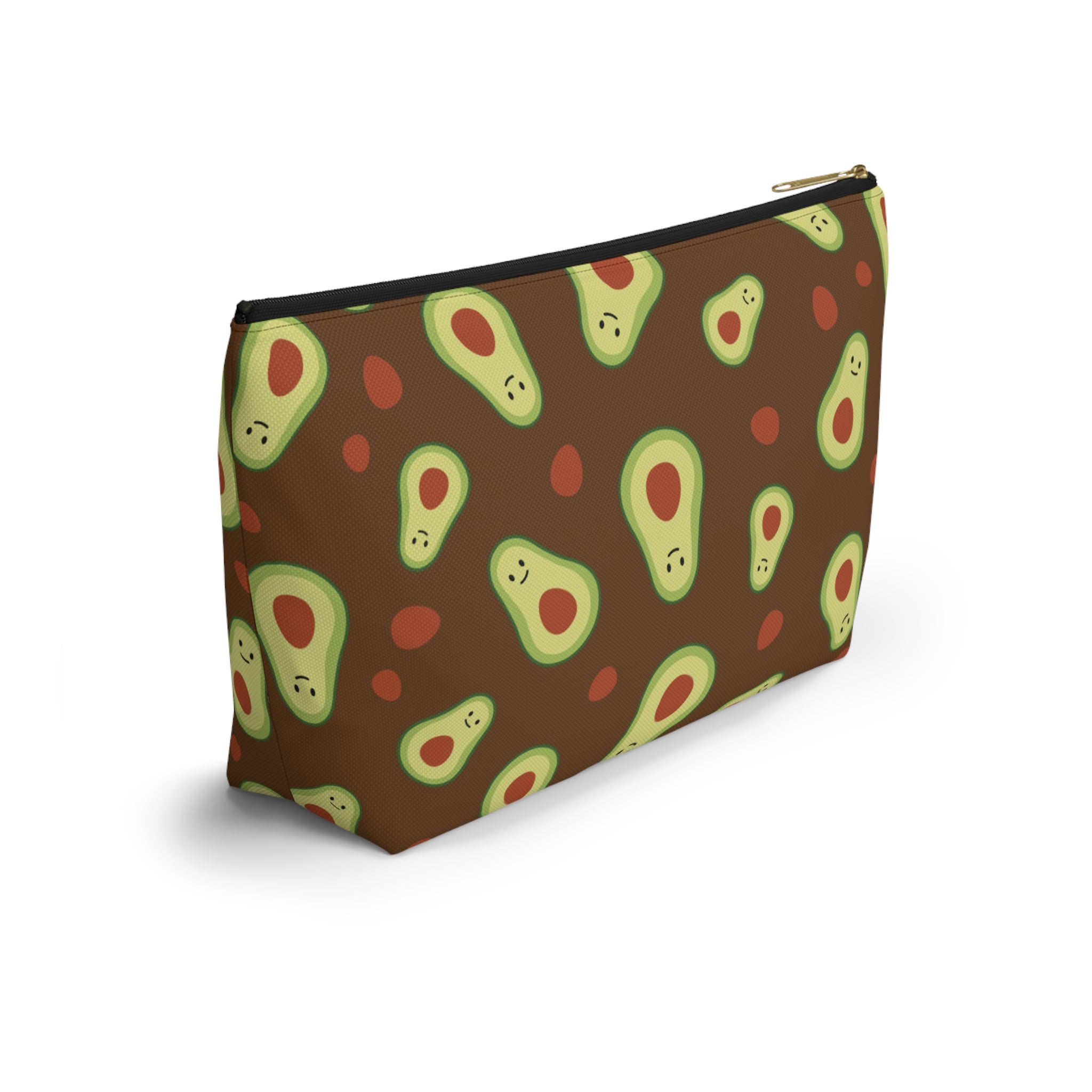Cute Avocado Accessory Pouch, Zippered Makeup Bag, Pencil Case, Fun Gift for Food Lovers, Cute Avocado Pattern, Eco-Friendly Storage