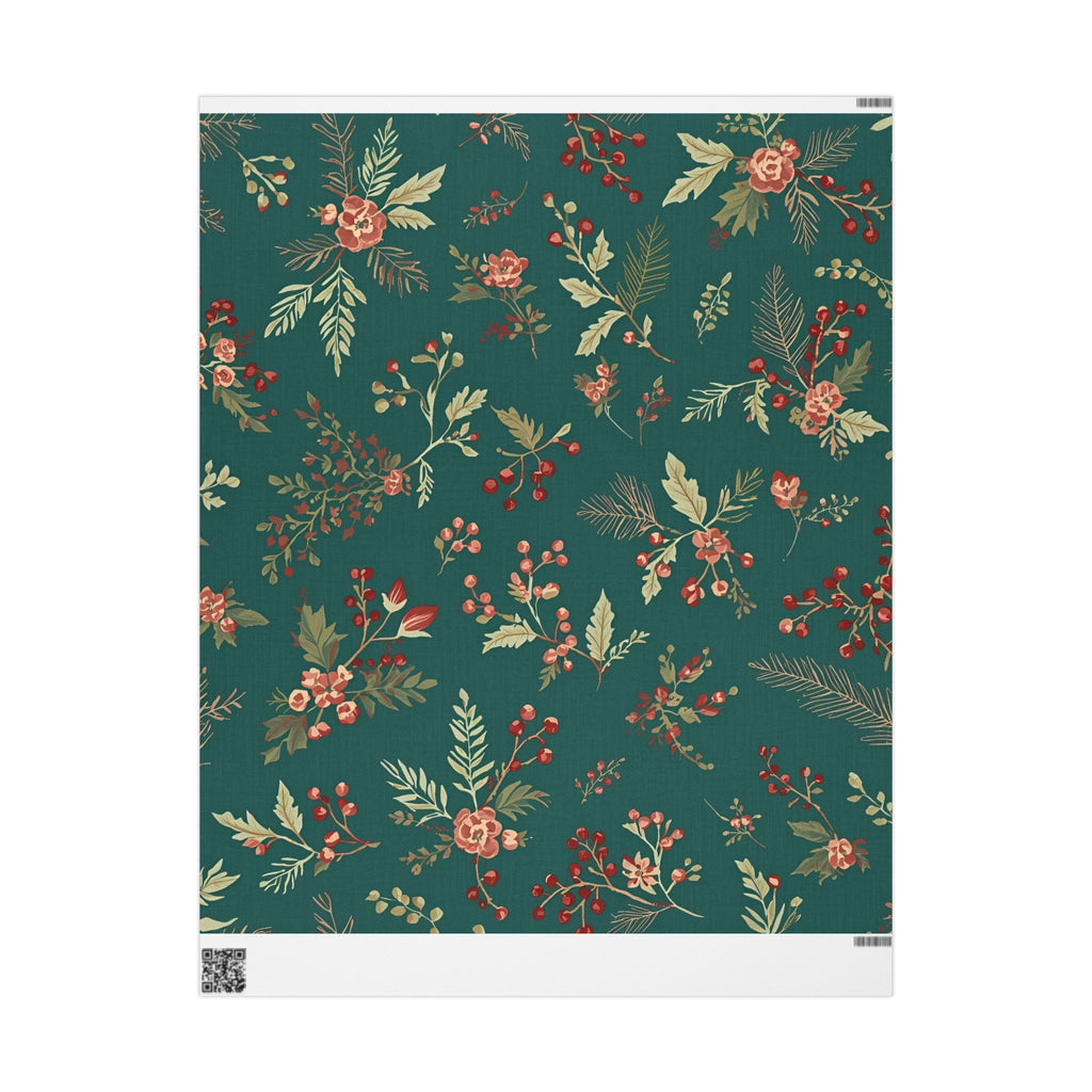 Green Floral Christmas Wrapping Paper