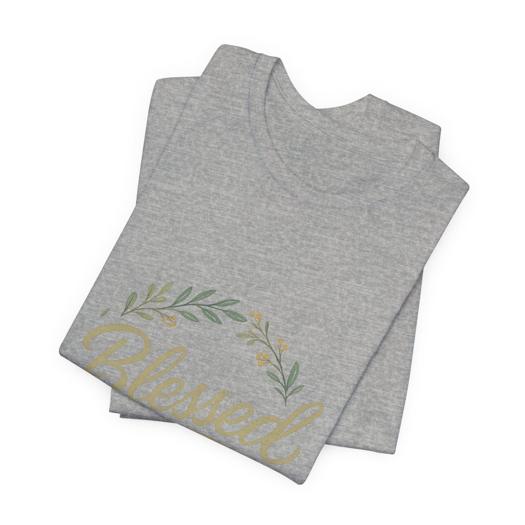 Blessed Floral Tee — "Blessed" Script T-Shirt with Wreath