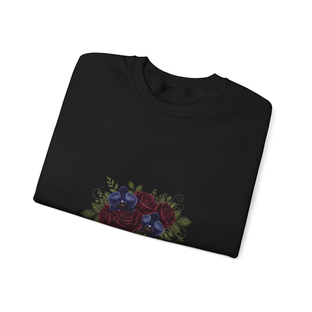 Moody Rose Print Sweatshirt | goth flower sweatshirt, midnight bloom