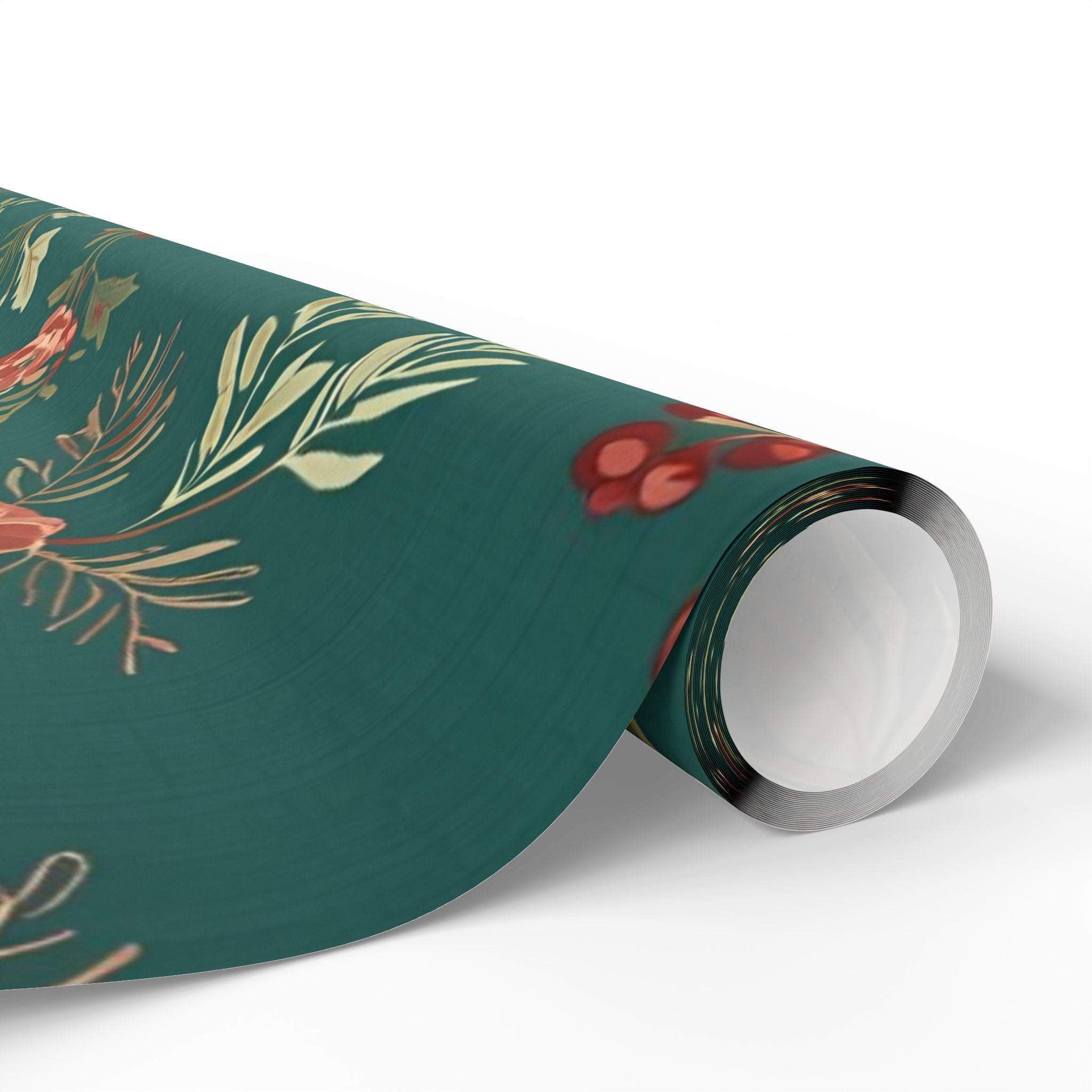 Green Floral Christmas Wrapping Paper