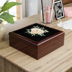 Floral Elegance Jewelry Box — Cream Peony Design on Black
