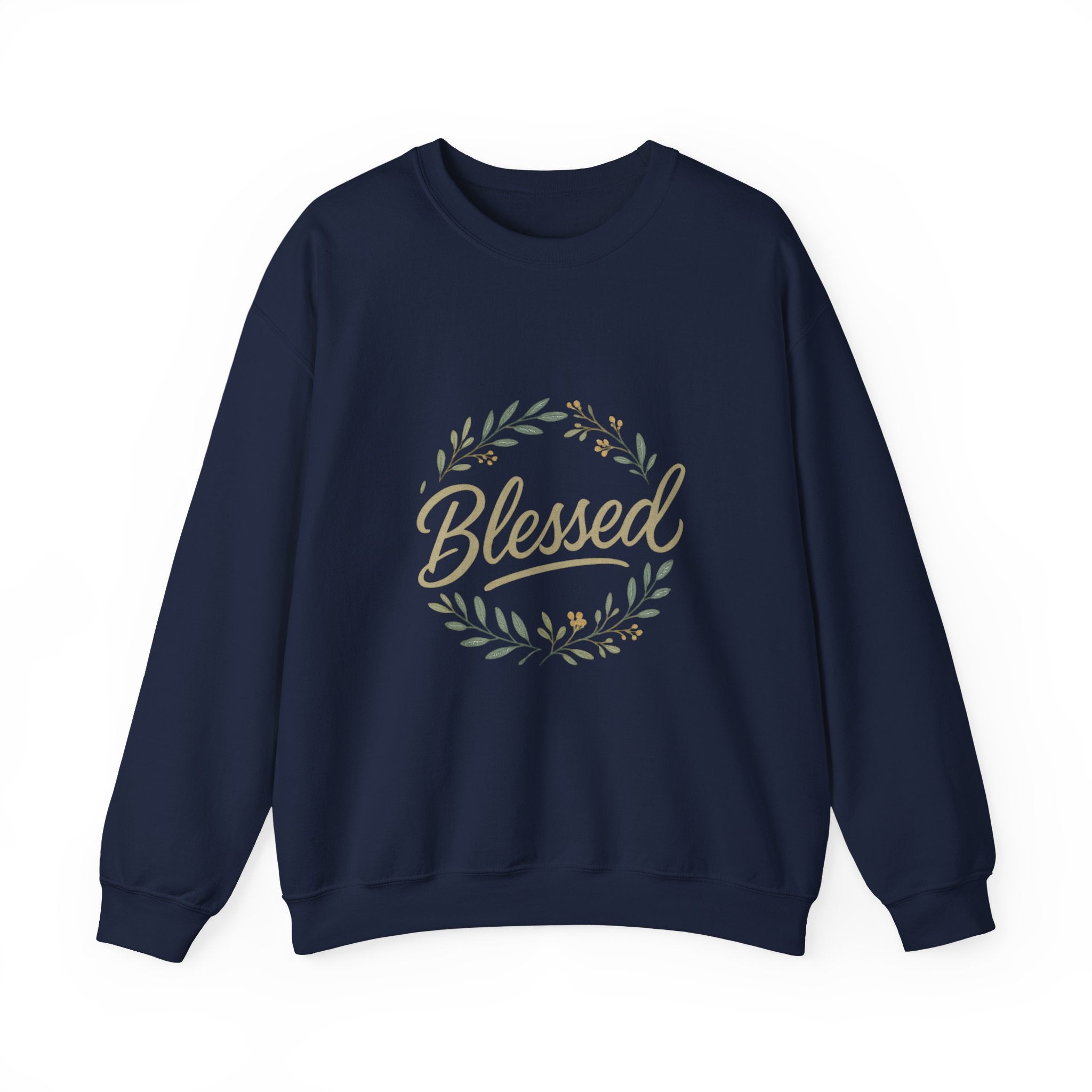 Blessed Crewneck Sweatshirt — Floral Wreath Faith Pullover