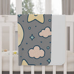 Cozy Toddler Blanket, Cute Moon and Star Design, Nursery Bed Decor, Baby Shower Gift, Kids Room Playtime, Starlight Dreams