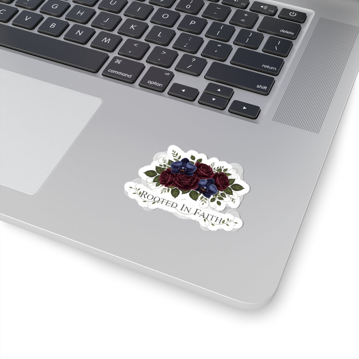 Rooted in Faith Moody Floral Sticker | Gothic Rose Midnight Bloom