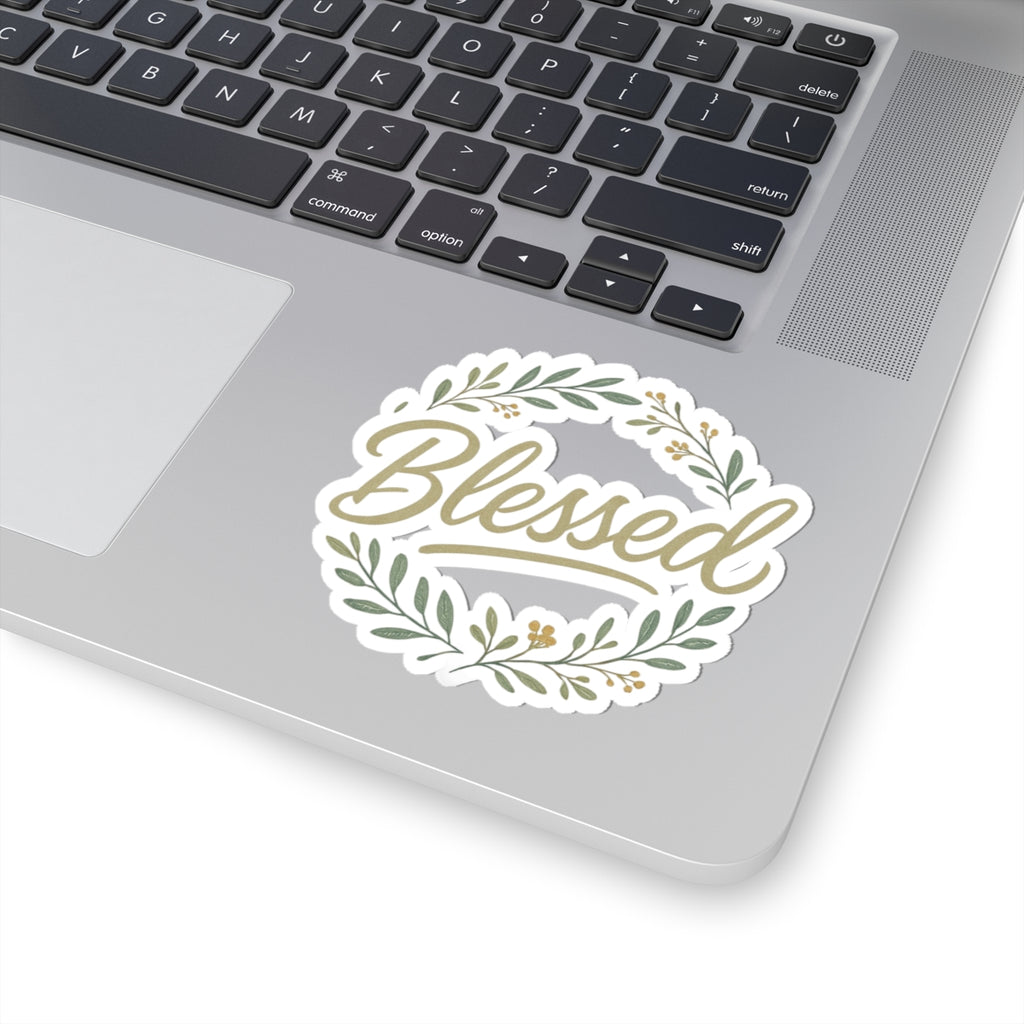 Blessed Floral Wreath Sticker — Kiss-Cut Inspirational Decal