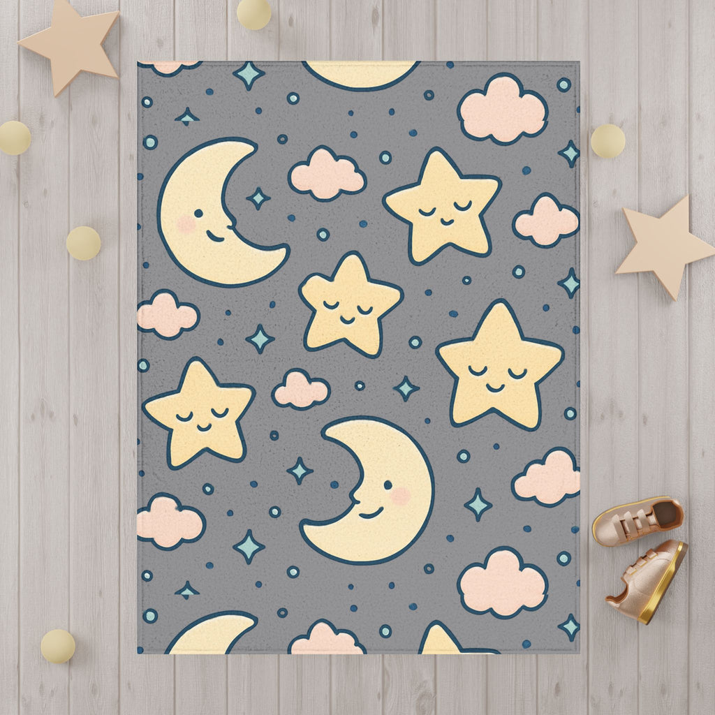 Cozy Toddler Blanket, Cute Moon and Star Design, Nursery Bed Decor, Baby Shower Gift, Kids Room Playtime, Starlight Dreams