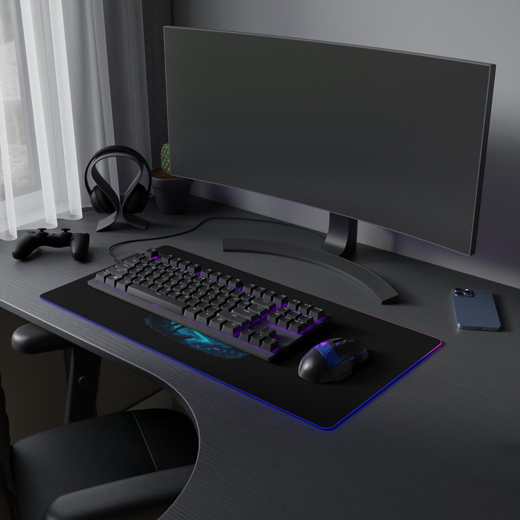 LED Gaming Mouse Pad with Cosmic Landscape Design | Gamer Accessories, Desk Decor, Office Gift, Unique Gaming Setup, LED Light