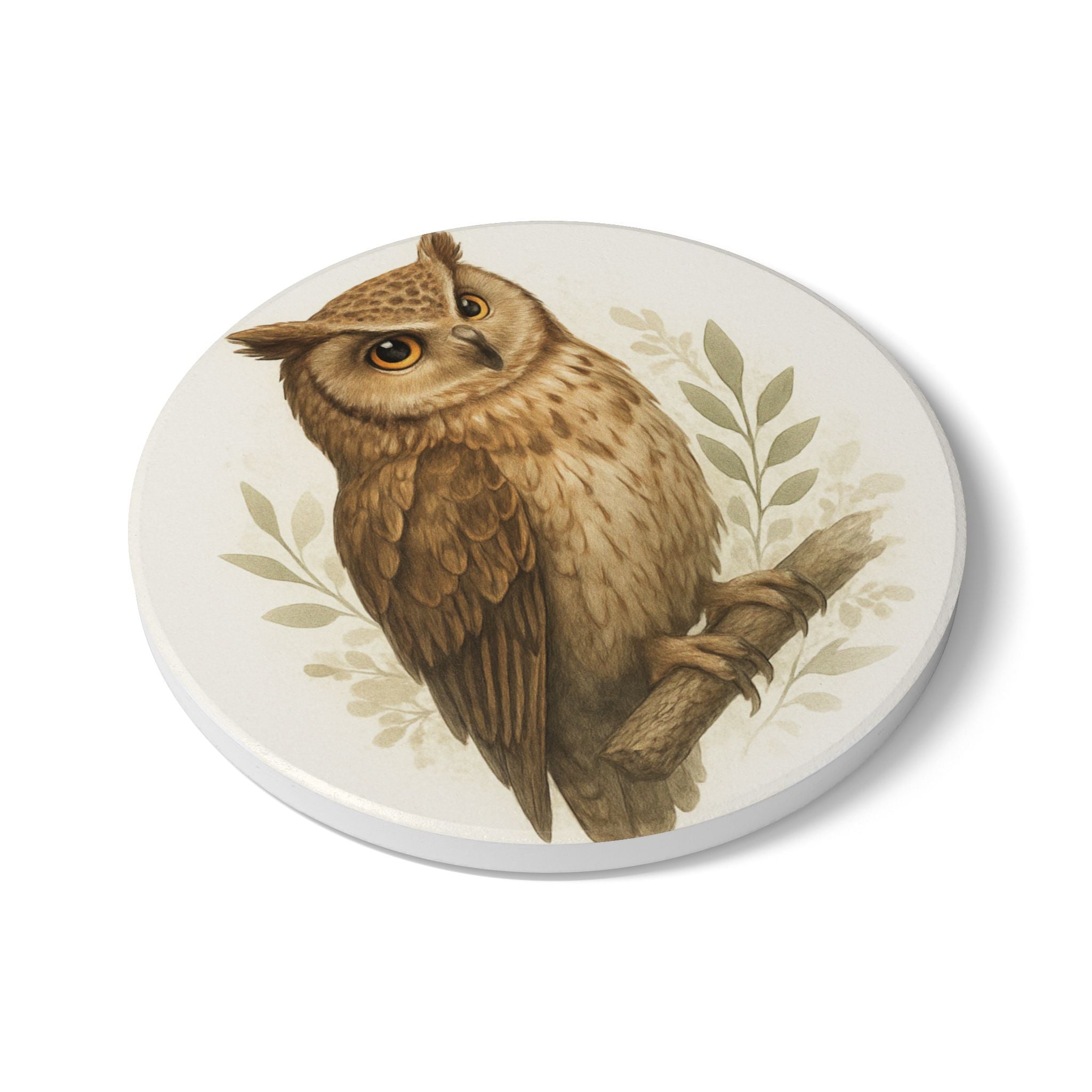 Owl-Themed Ceramic Coaster Set, Nature Decor, Gift for Animal Lovers, Home Barware, Rustic Kitchen Accessory