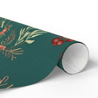 Green Floral Christmas Wrapping Paper