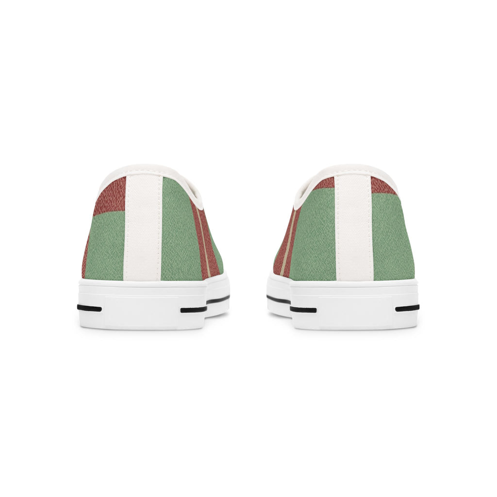 Cute Green & Red Women's Low Top Sneakers — Stylish Casual Shoes