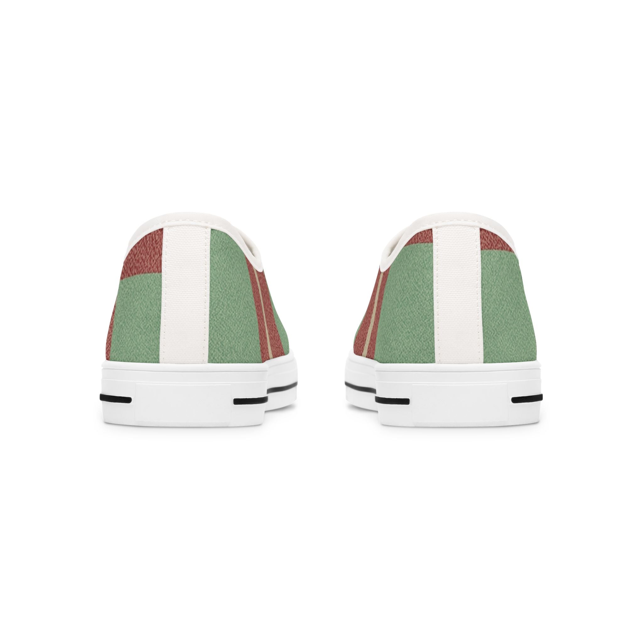 Cute Green & Red Women's Low Top Sneakers — Stylish Casual Shoes