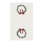 Christmas Wreath Tea Towel with Red Bow – Holiday Kitchen Linen