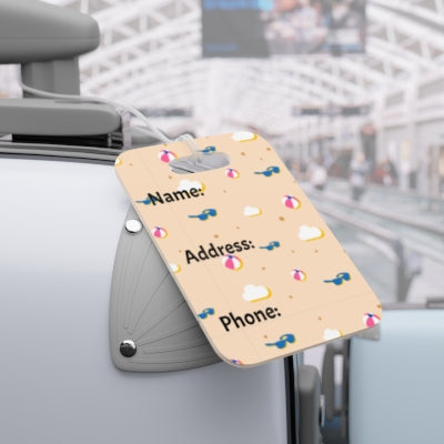 Beach-Themed Luggage Tags with Name, Address, and Phone